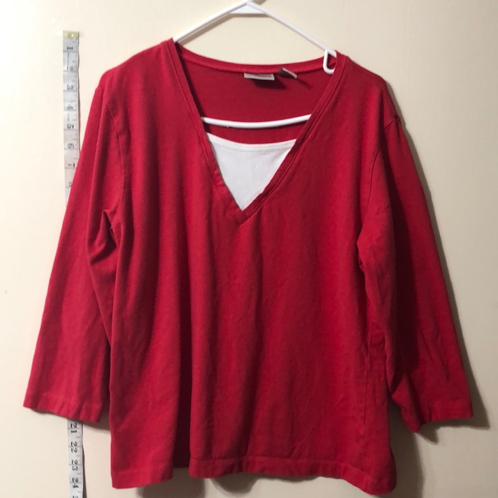 Chico’s red/white shirt Sz 2